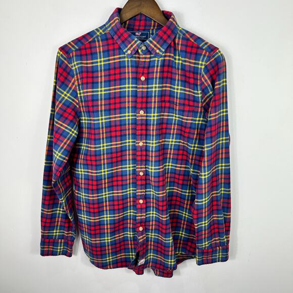 Vineyard Vines Murray Shirt Mens M Slim Fit‎ Plaid Flannel Preppy Classic Prep - Picture 1 of 7